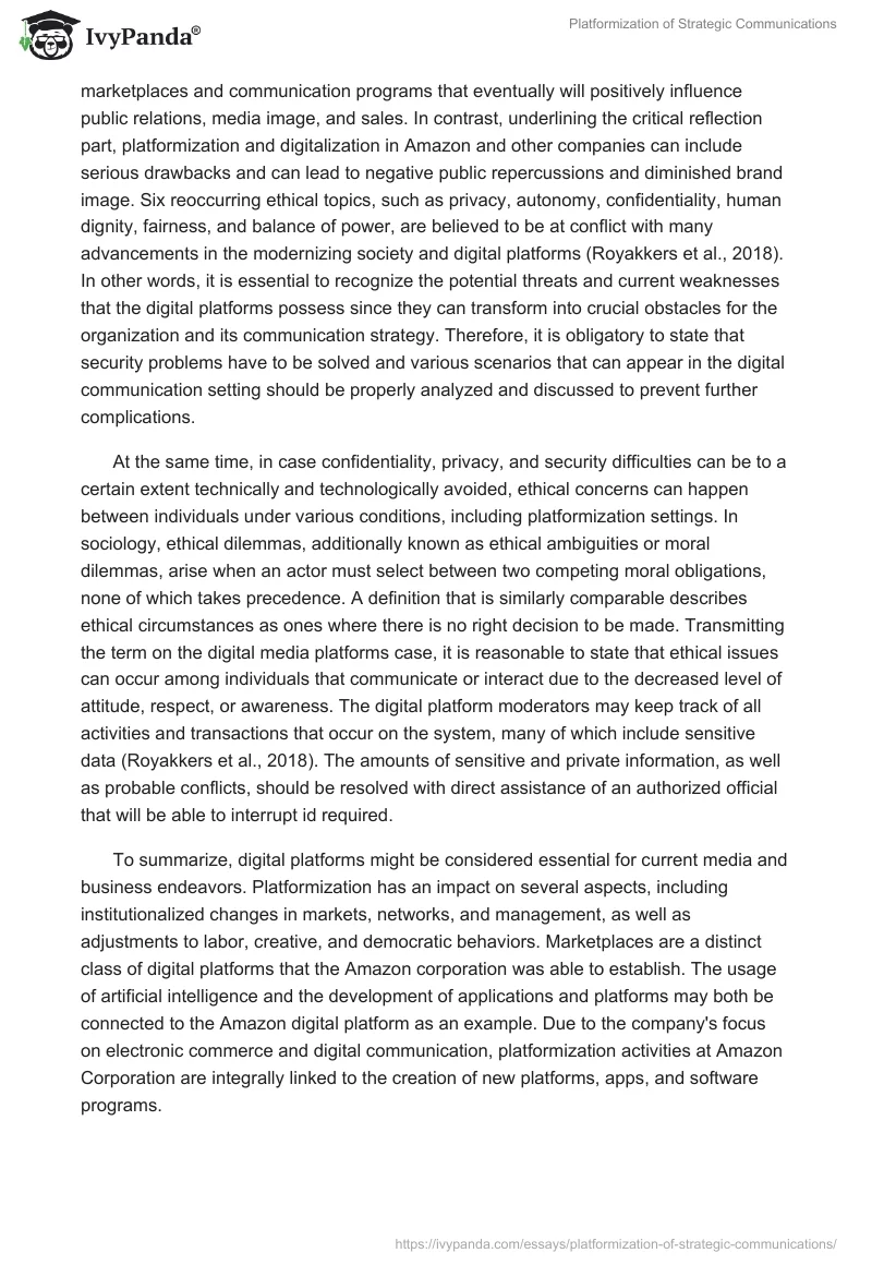 Platformization of Strategic Communications. Page 4