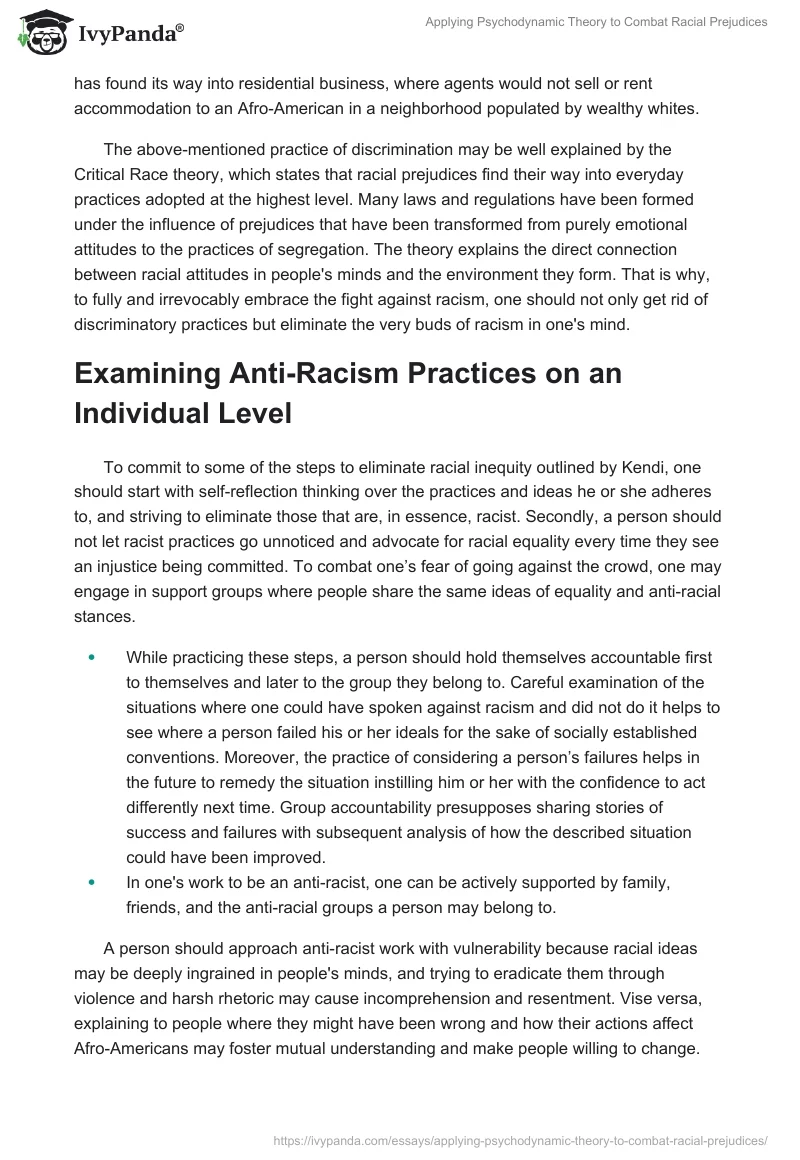Applying Psychodynamic Theory to Combat Racial Prejudices. Page 3