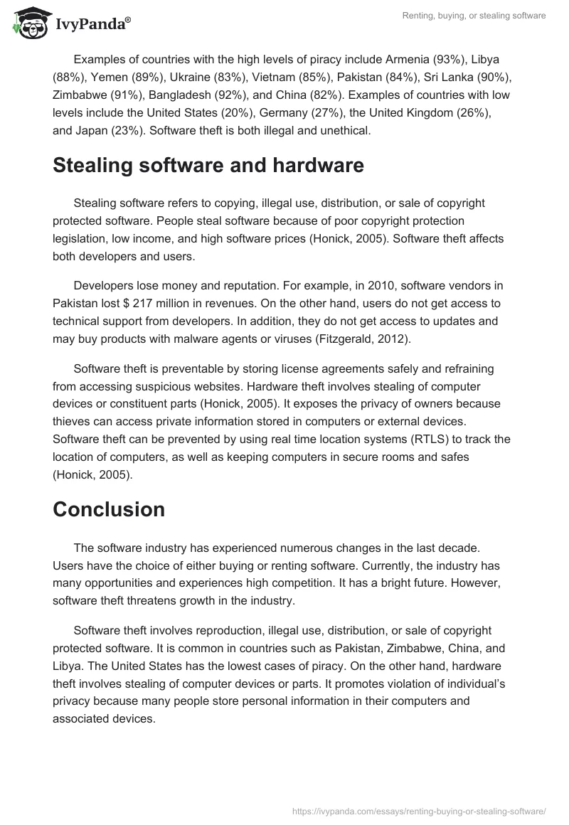 Renting, buying, or stealing software. Page 3