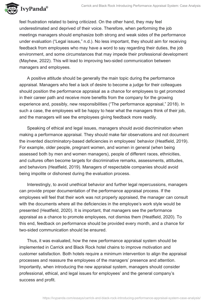 Carrick and Black Rock Introducing Performance Appraisal System: Case Analysis. Page 2