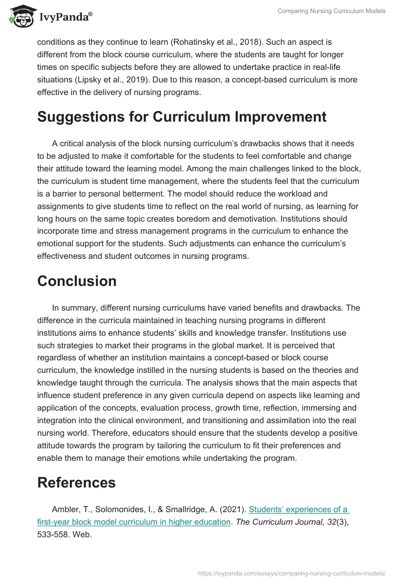 Comparing Nursing Curriculum Models. Page 4