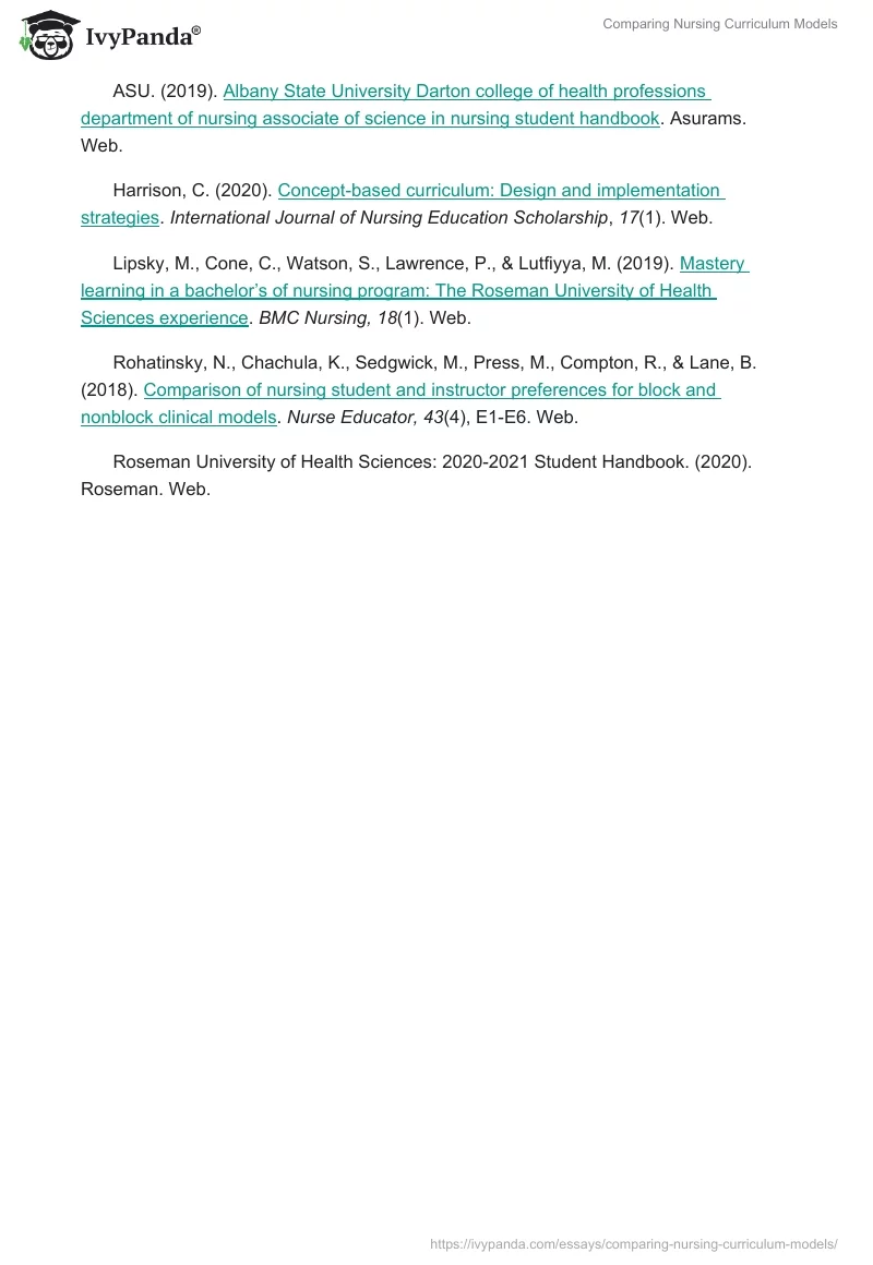 Comparing Nursing Curriculum Models. Page 5