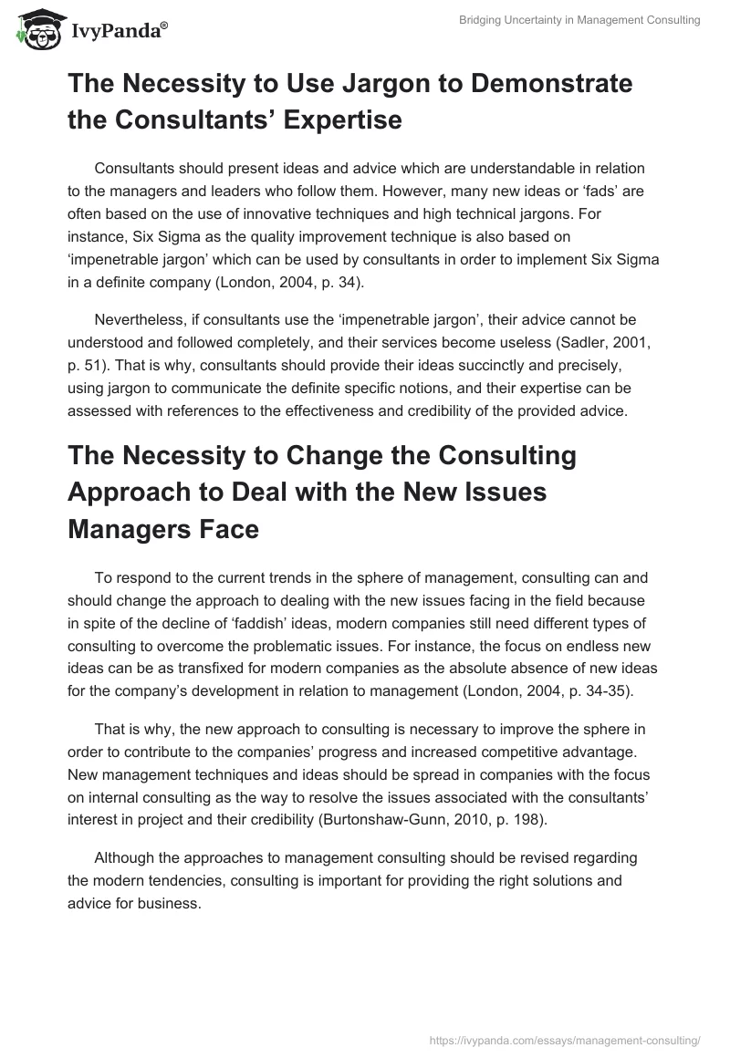 Bridging Uncertainty in Management Consulting. Page 2