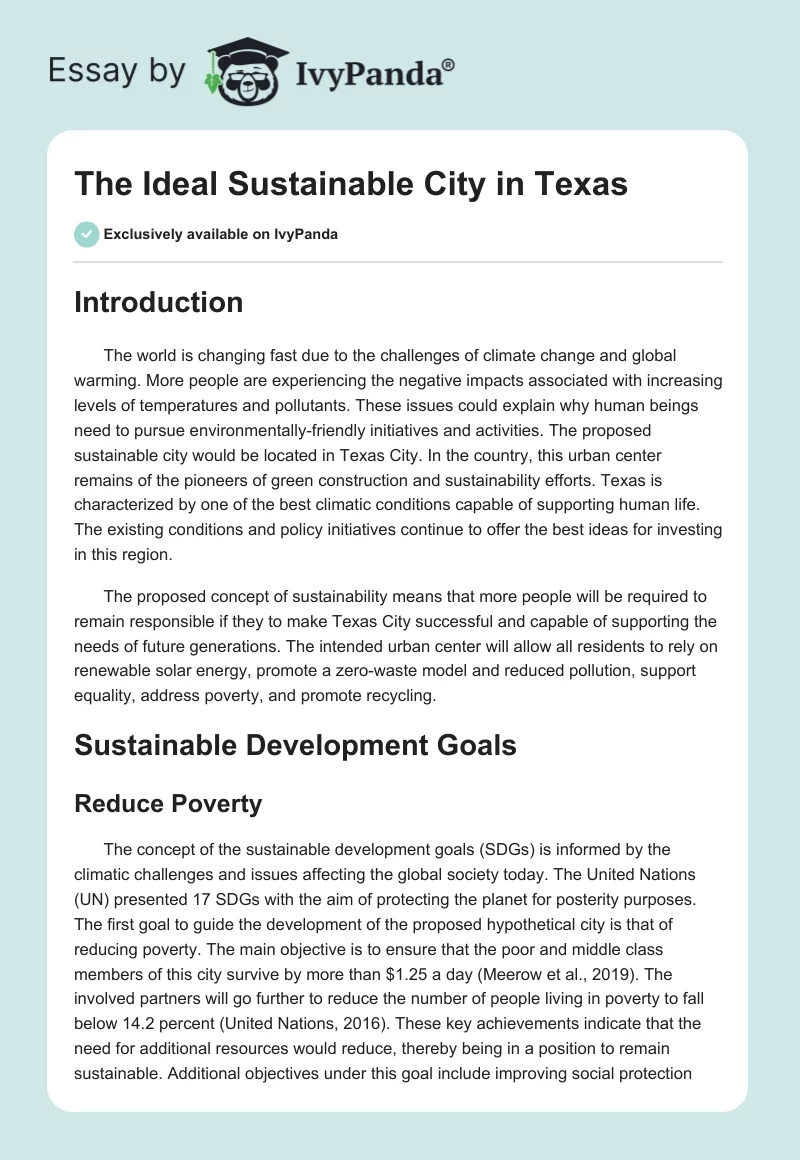 The Ideal Sustainable City in Texas. Page 1