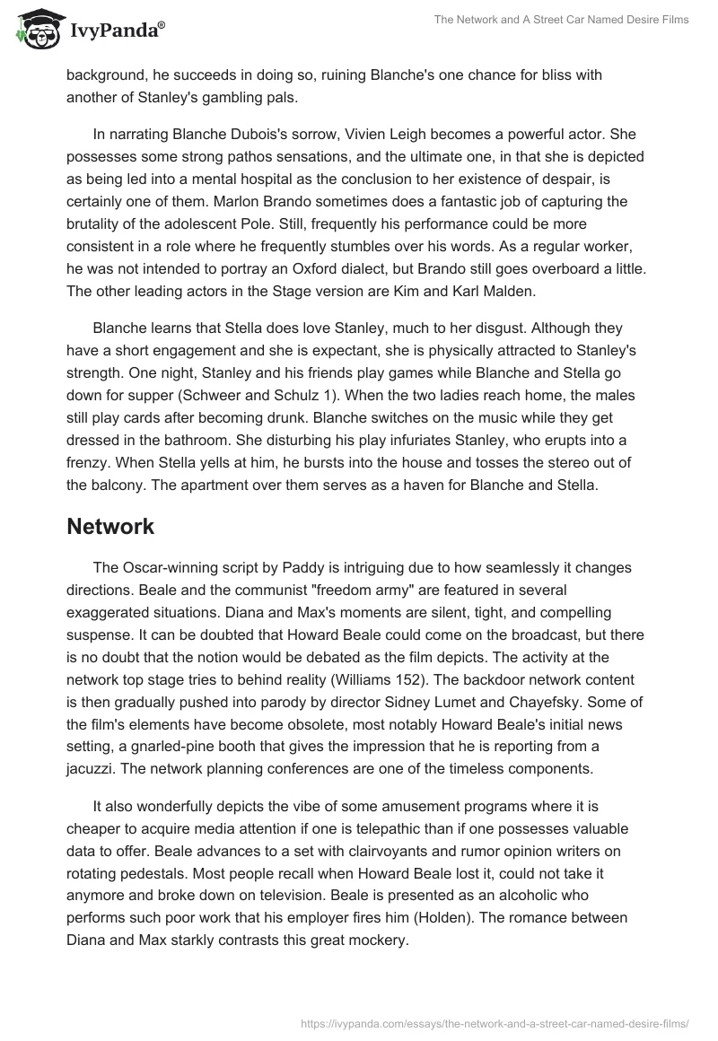 The "Network" and "A Street Car Named Desire" Films. Page 2