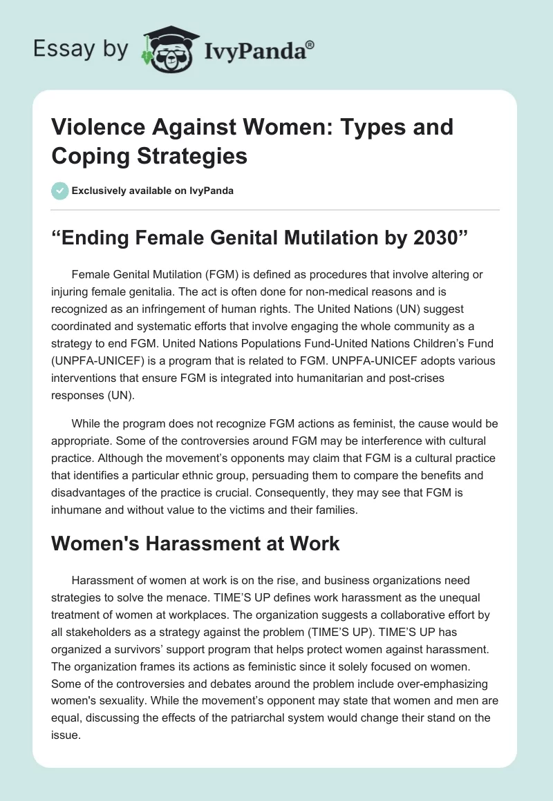 Violence Against Women: Types and Coping Strategies. Page 1