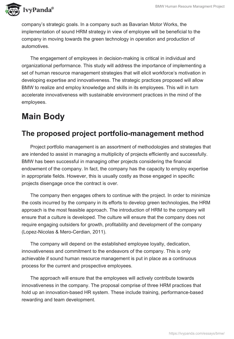 BMW Human Resoure Managment Project. Page 2