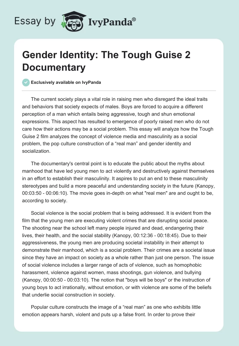 Gender Identity: The "Tough Guise 2" Documentary. Page 1