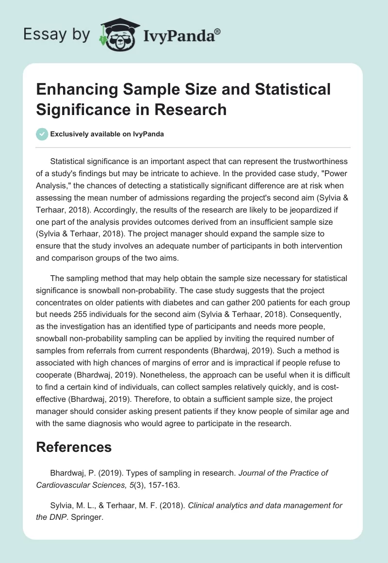 Enhancing Sample Size and Statistical Significance in Research. Page 1