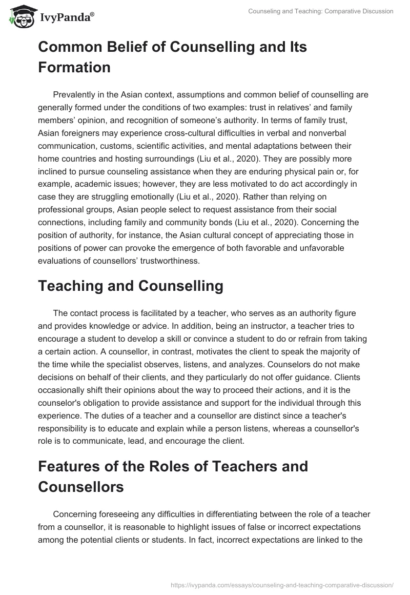 Counseling and Teaching: Comparative Discussion. Page 2