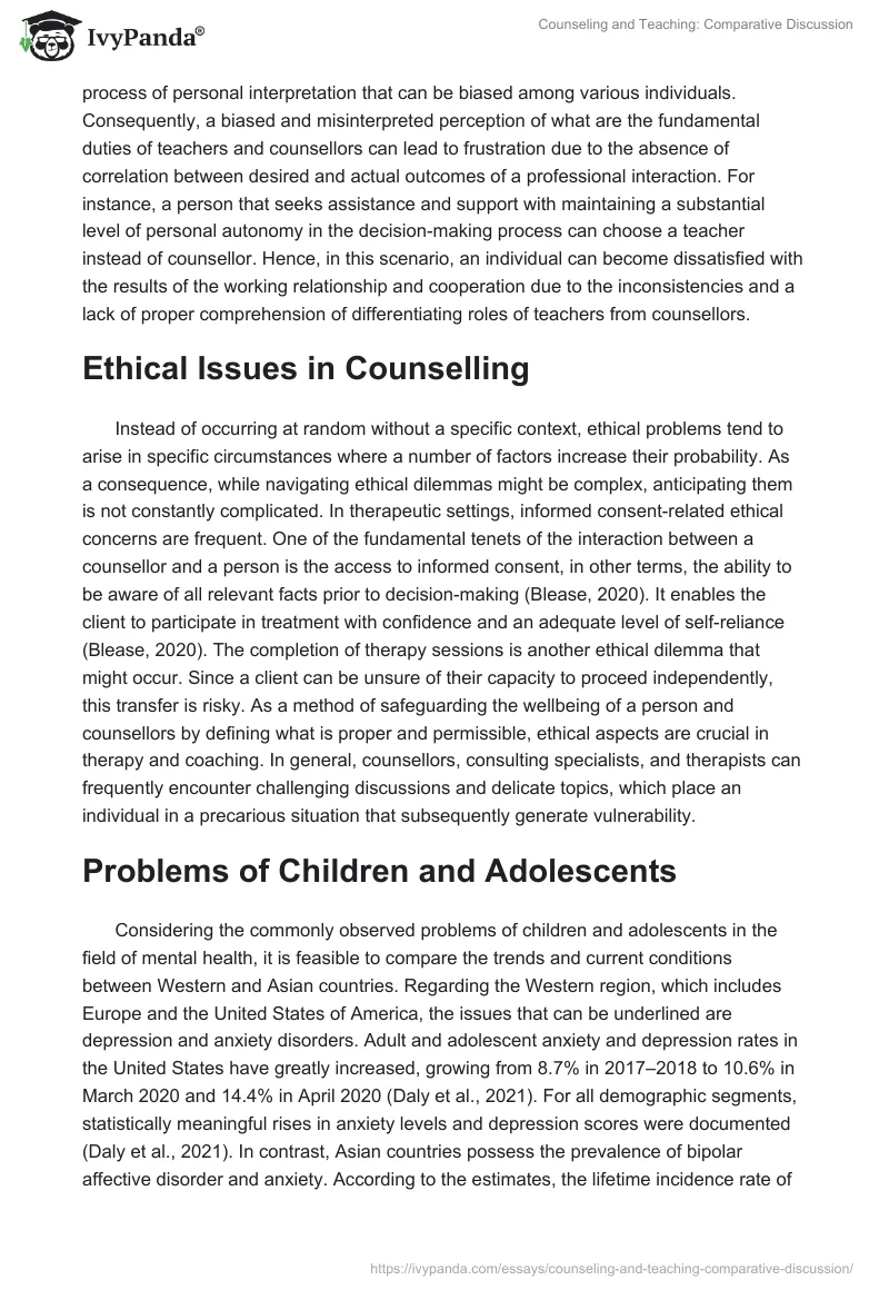 Counseling and Teaching: Comparative Discussion. Page 3