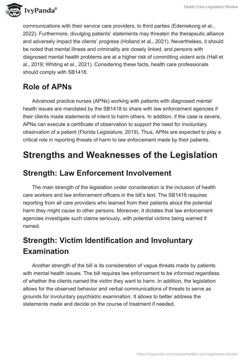 Health Care Legislation Review. Page 2