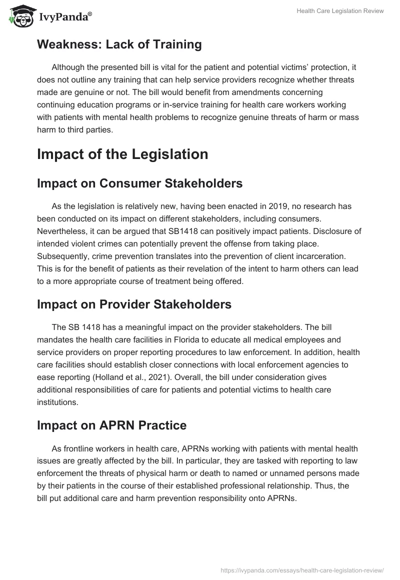 Health Care Legislation Review. Page 3