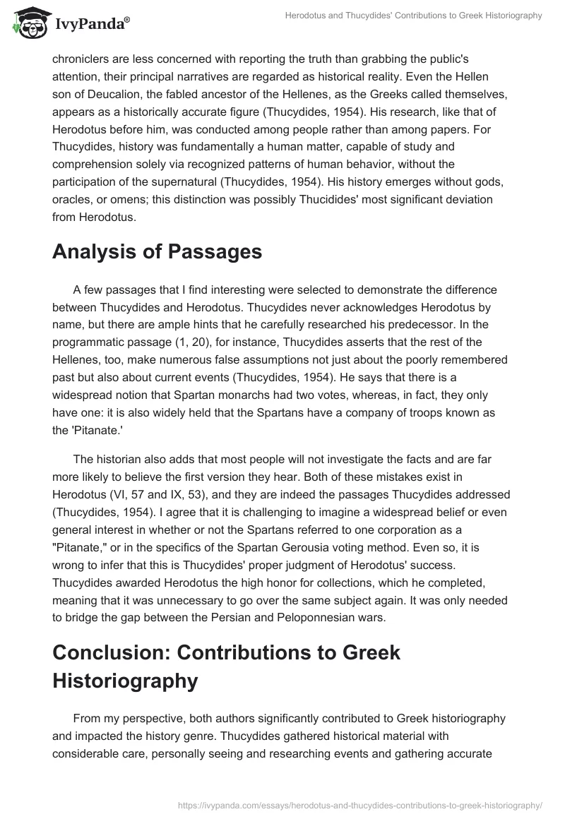 Herodotus and Thucydides' Contributions to Greek Historiography. Page 4