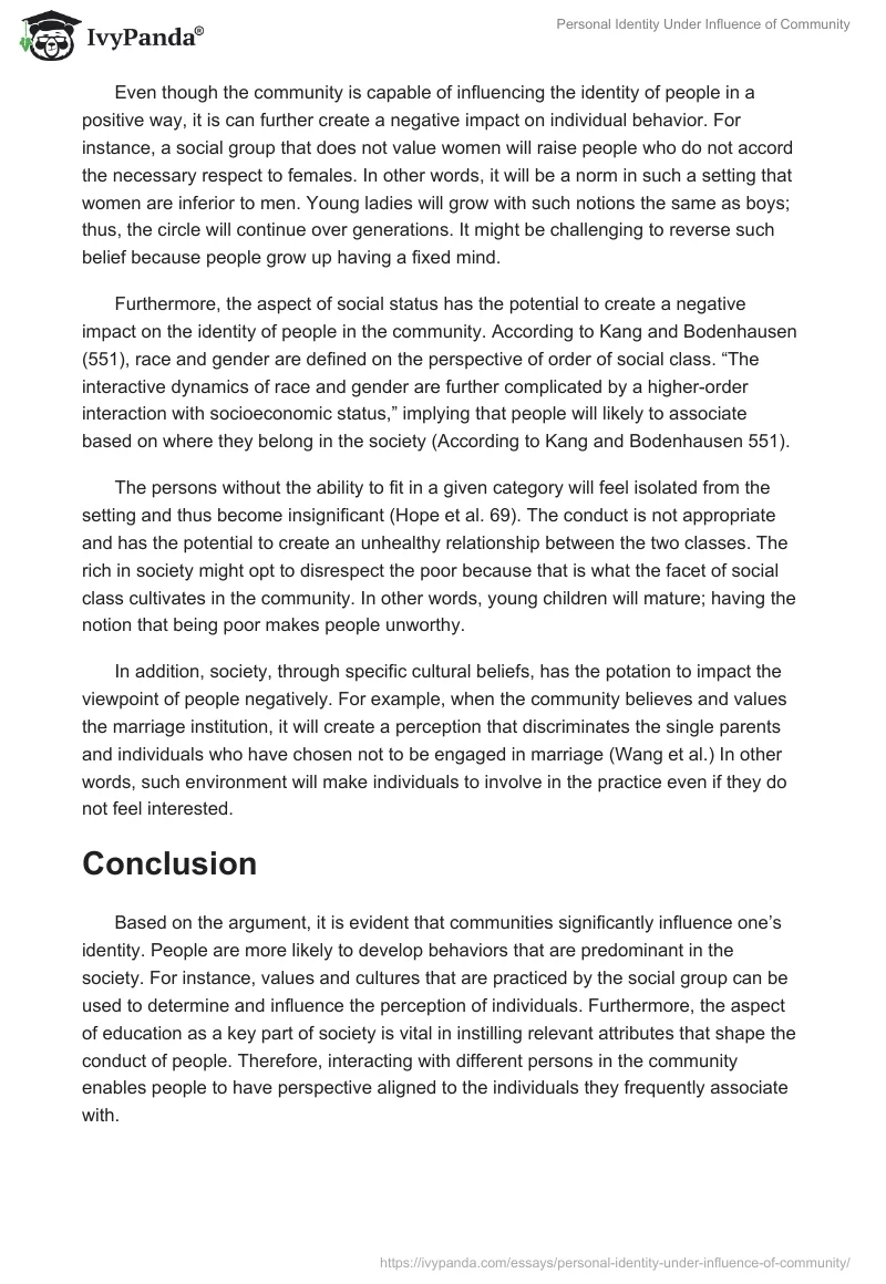 Personal Identity Under the Influence of Community. Page 3