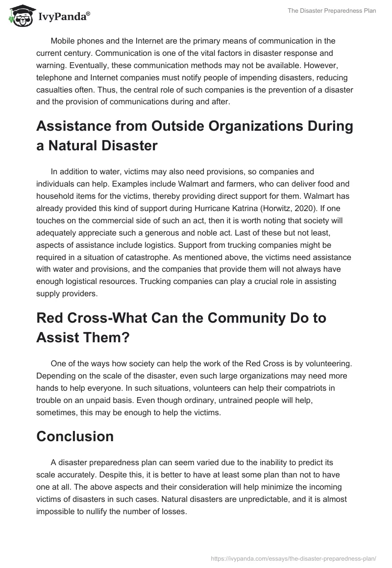 The Disaster Preparedness Plan. Page 2