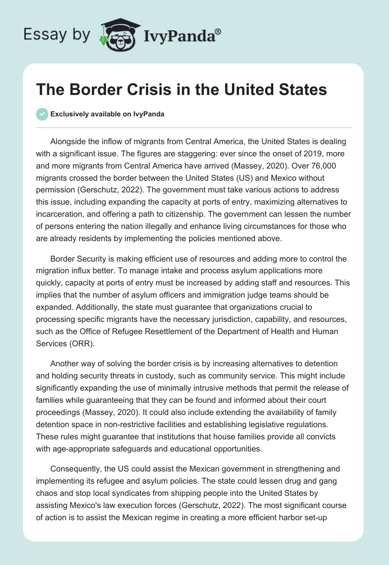 The Border Crisis in the United States. Page 1