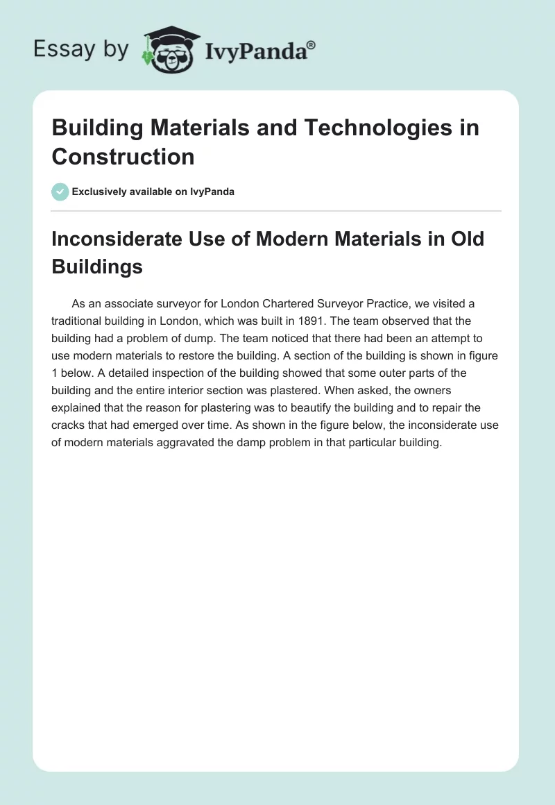 Building Materials and Technologies in Construction. Page 1