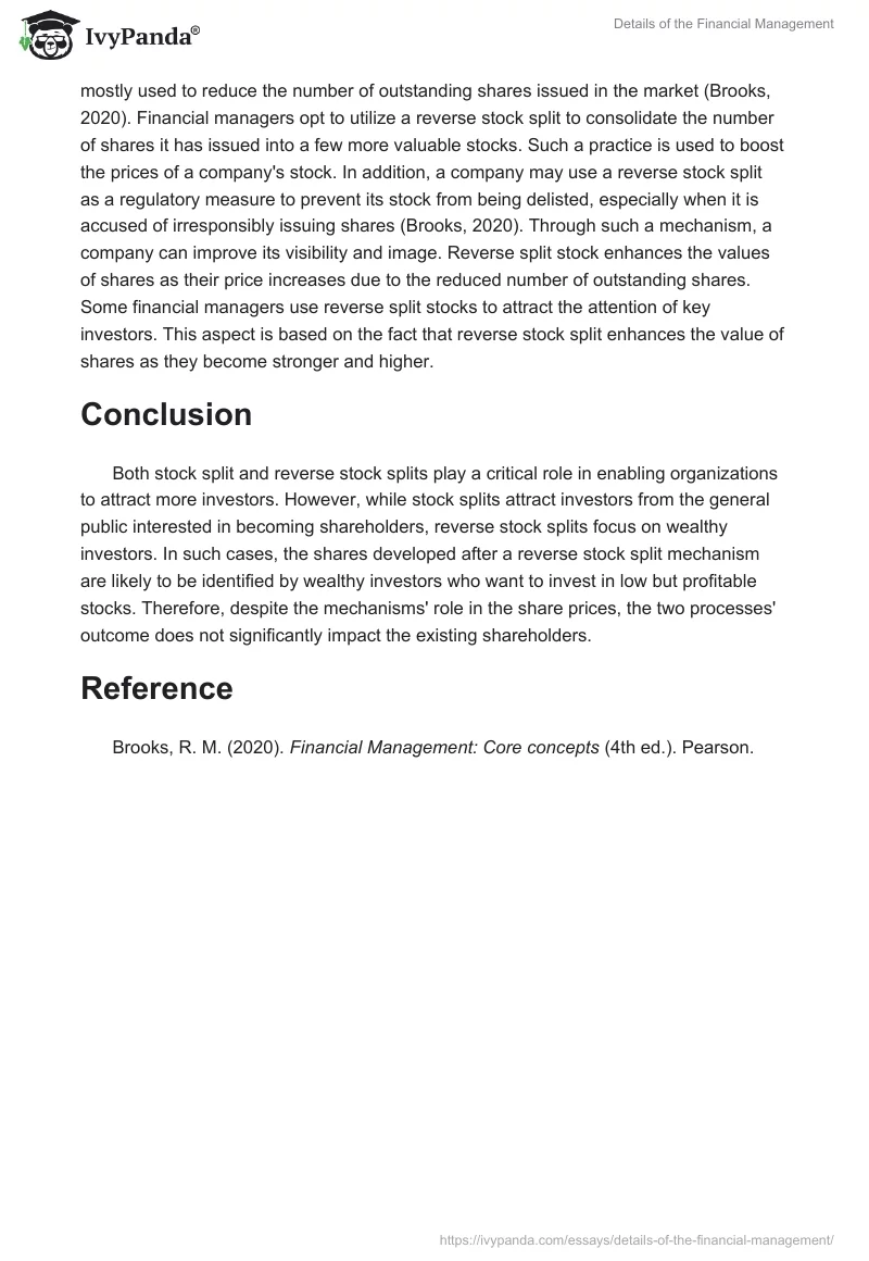 Details of the Financial Management. Page 2