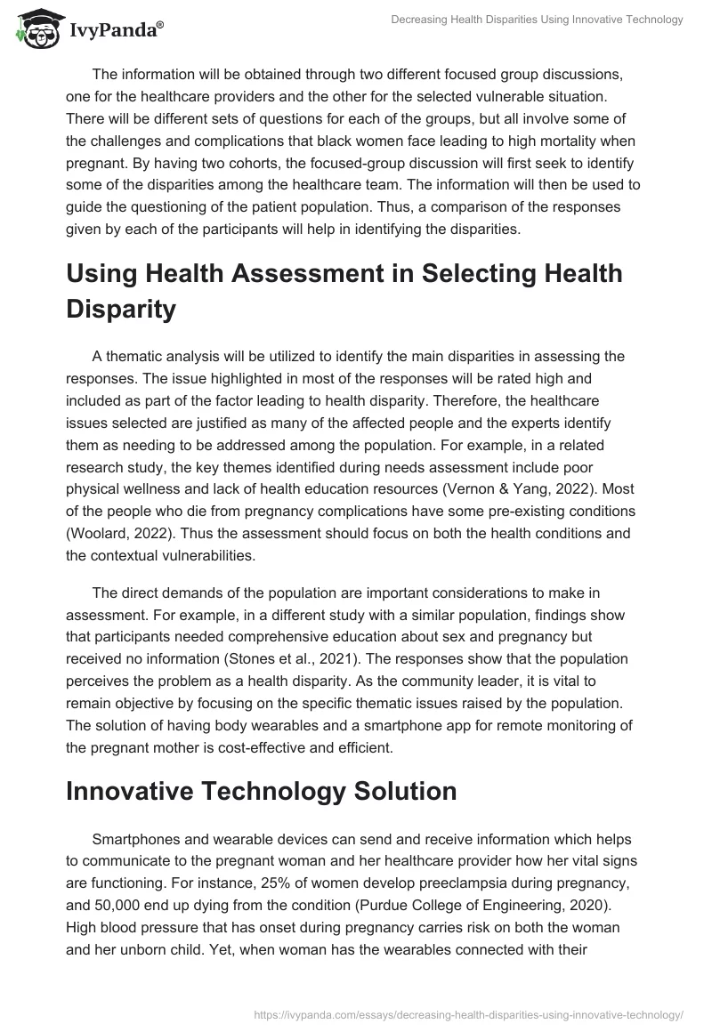 Decreasing Health Disparities Using Innovative Technology. Page 2