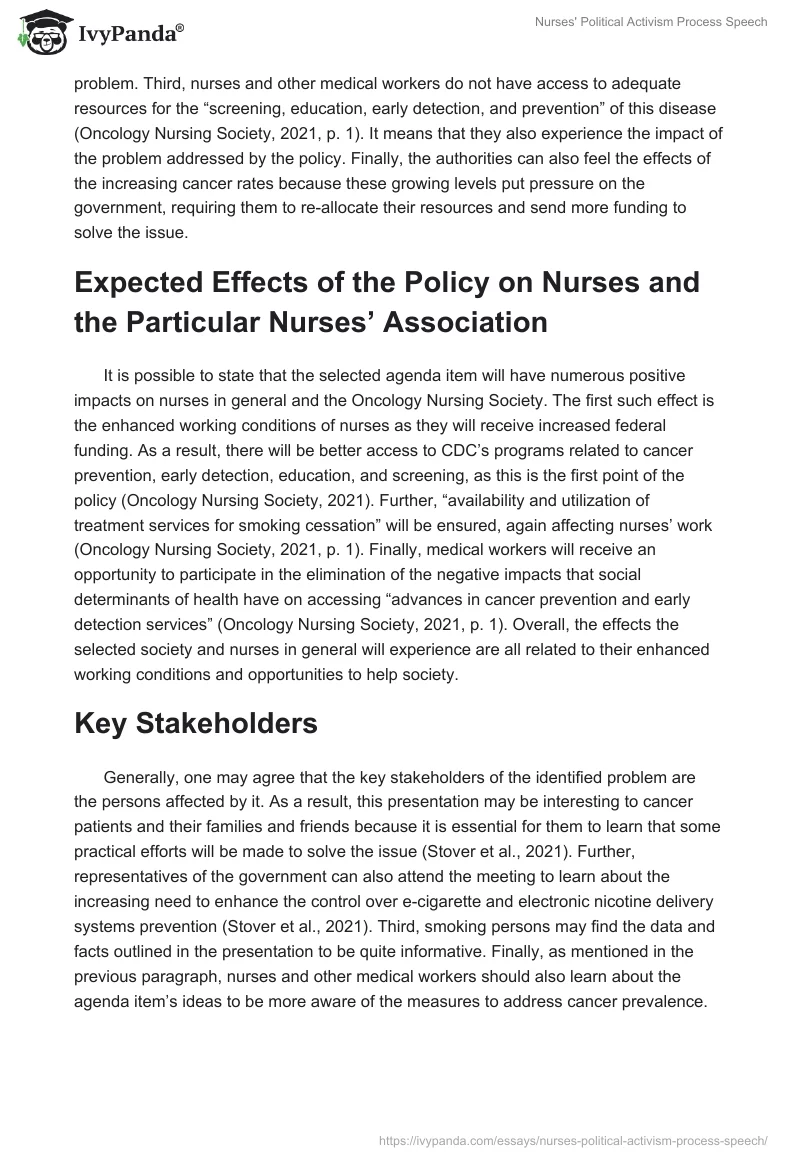 Nurses' Political Activism Process Speech. Page 3