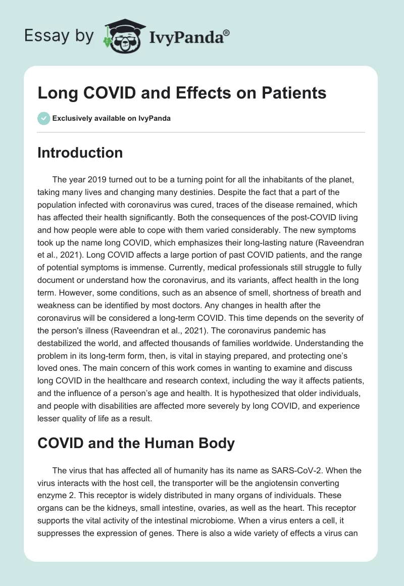 Long COVID and Effects on Patients. Page 1