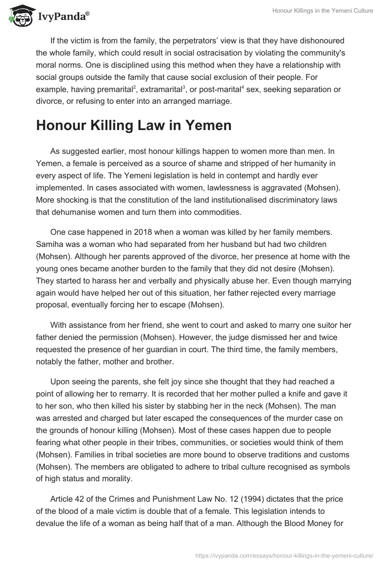 Honour Killings in the Yemeni Culture. Page 2