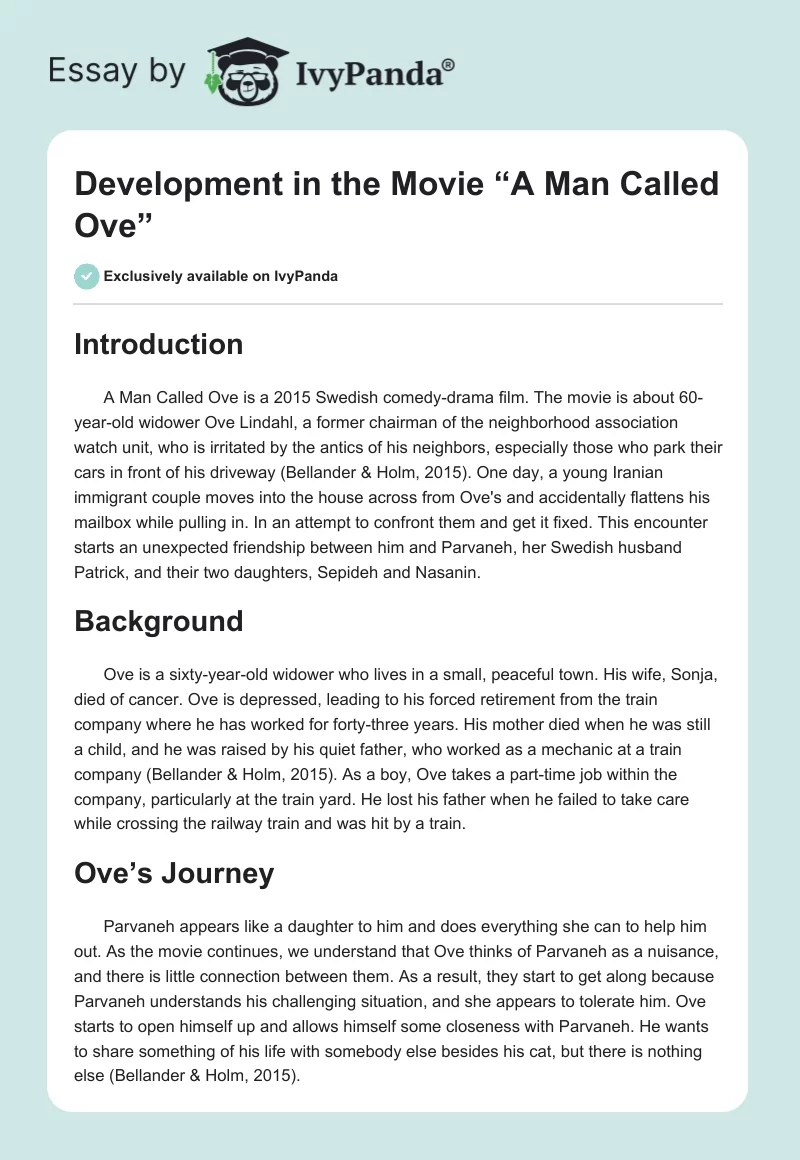 Development in the Movie “A Man Called Ove”. Page 1