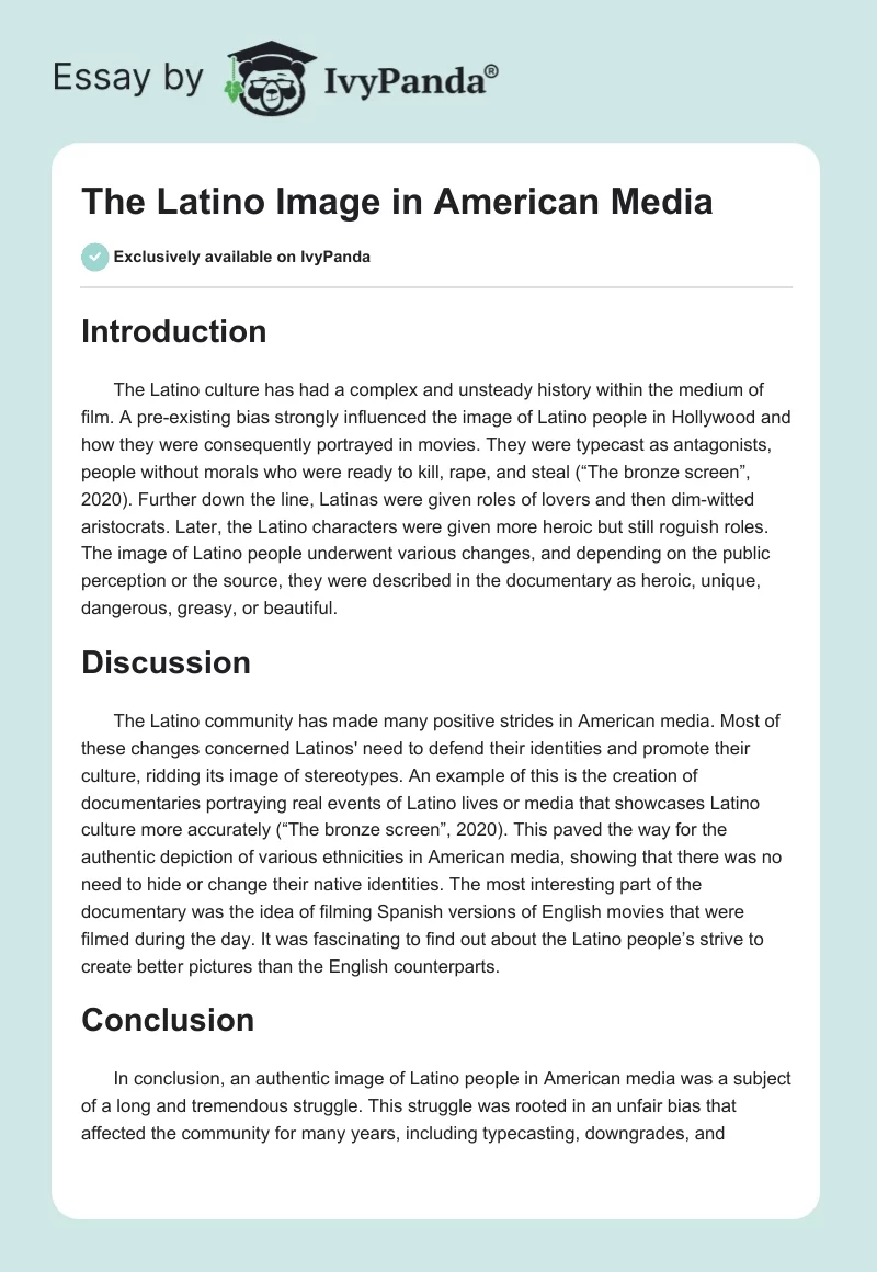 The Latino Image in American Media. Page 1