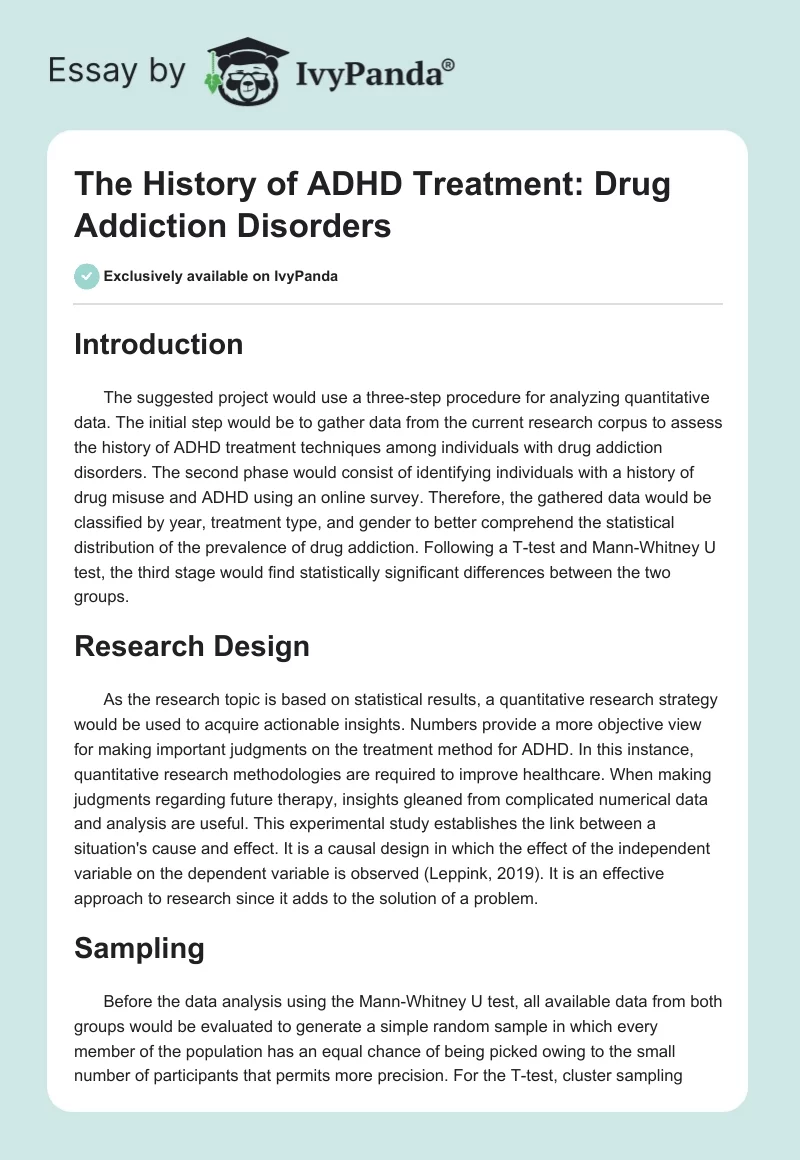 The History of ADHD Treatment: Drug Addiction Disorders. Page 1