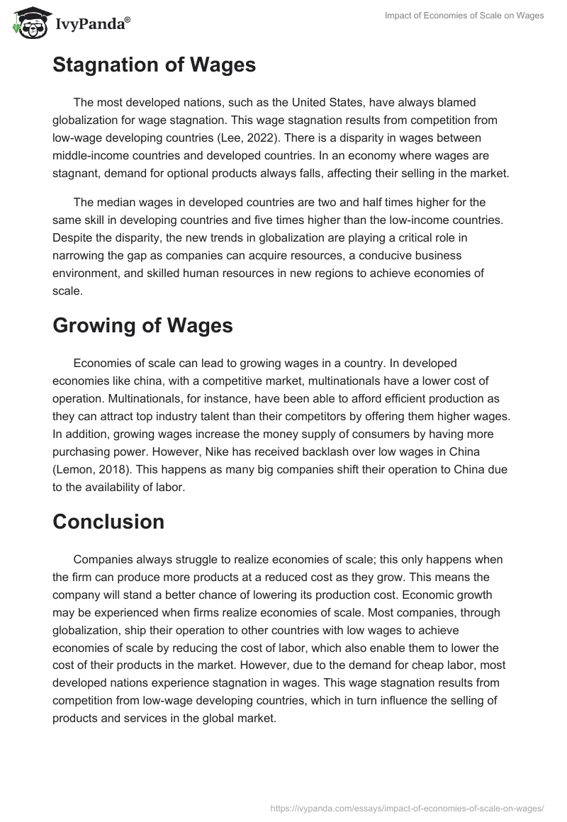 Impact of Economies of Scale on Wages. Page 2