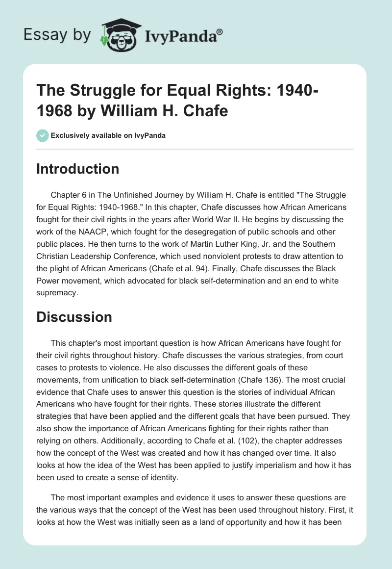 The Struggle for Equal Rights: 1940-1968 by William H. Chafe. Page 1