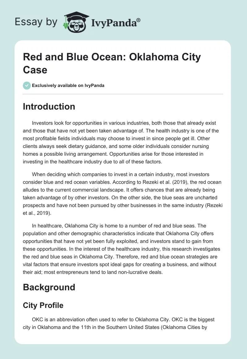 Red and Blue Ocean: Oklahoma City Case. Page 1