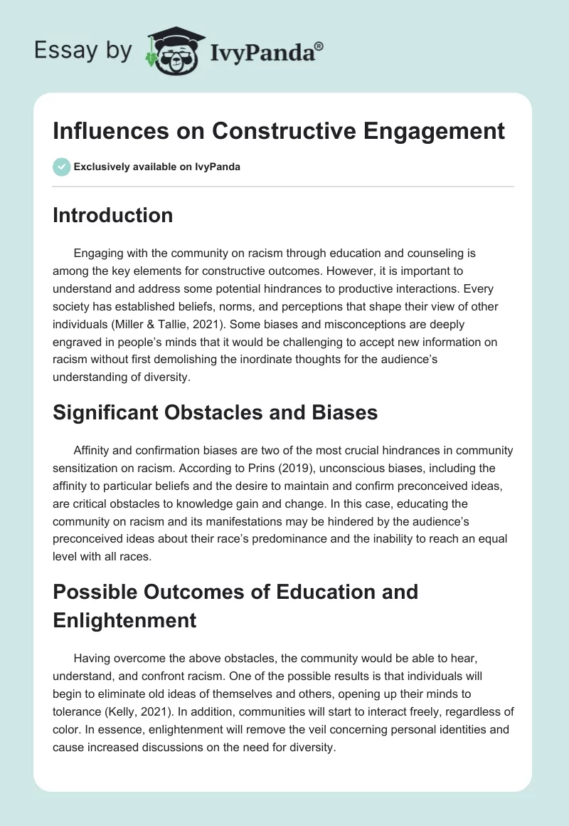Influences on Constructive Engagement. Page 1