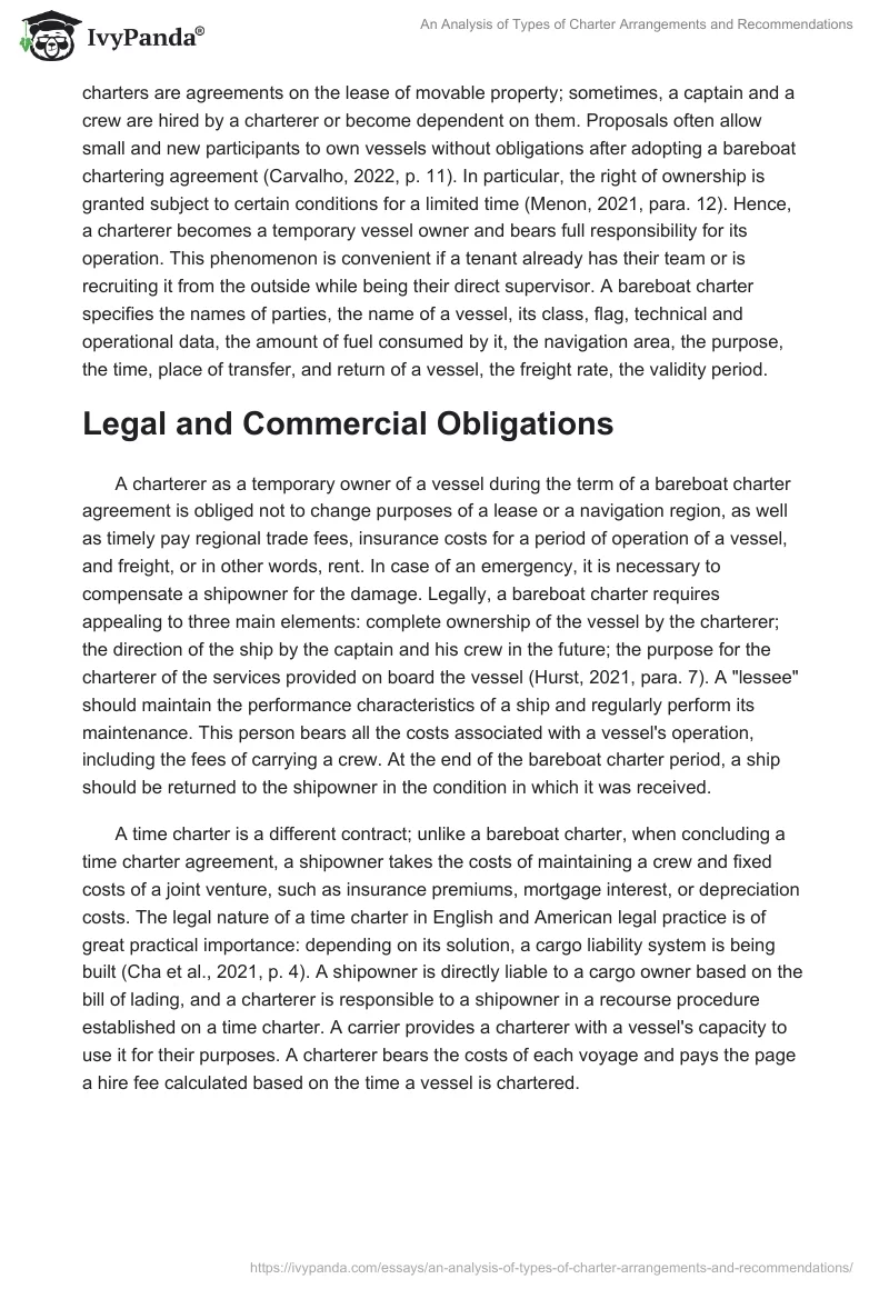 An Analysis of Types of Charter Arrangements and Recommendations. Page 2