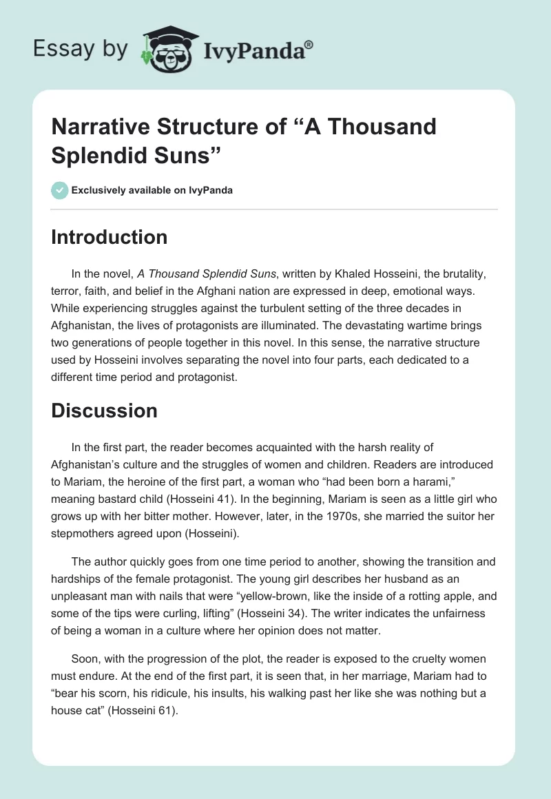 a thousand splendid suns essay