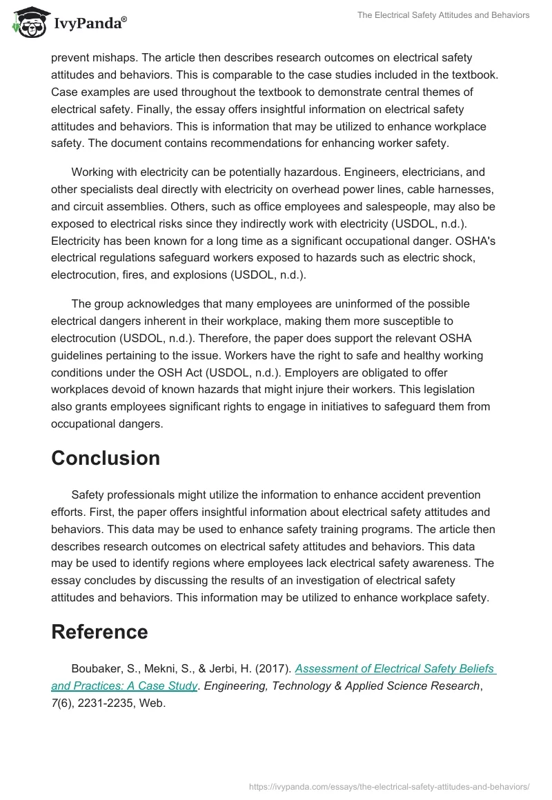 The Electrical Safety Attitudes and Behaviors. Page 2