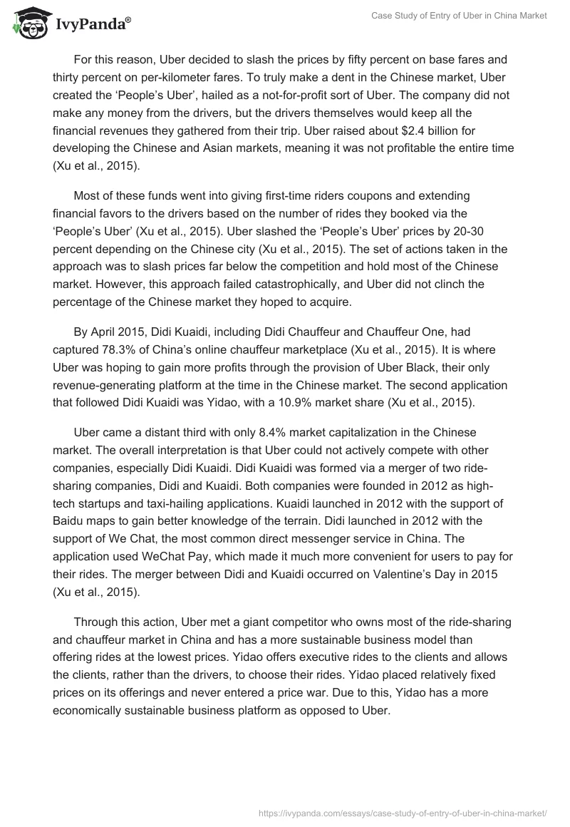 Case Study of Entry of Uber in China Market. Page 2