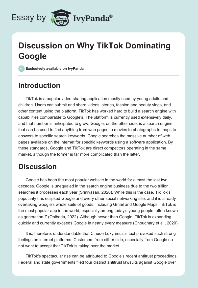 Discussion on Why TikTok Dominating Google. Page 1
