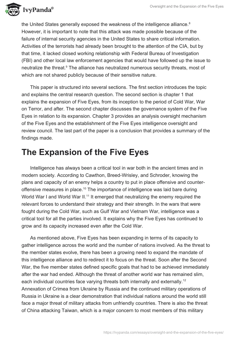 Oversight and the Expansion of the Five Eyes. Page 3