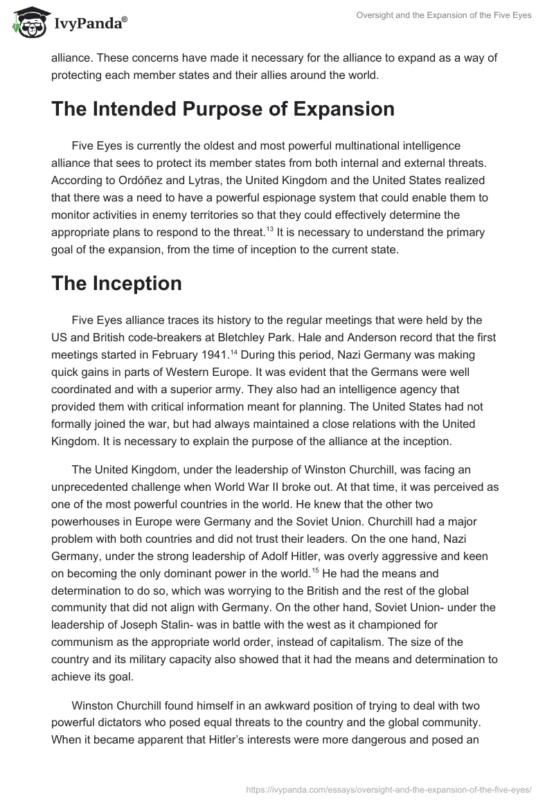 Oversight and the Expansion of the Five Eyes. Page 4