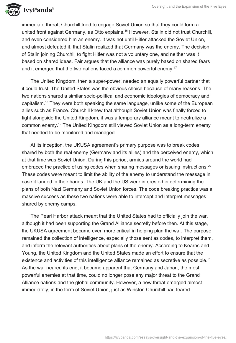 Oversight and the Expansion of the Five Eyes. Page 5