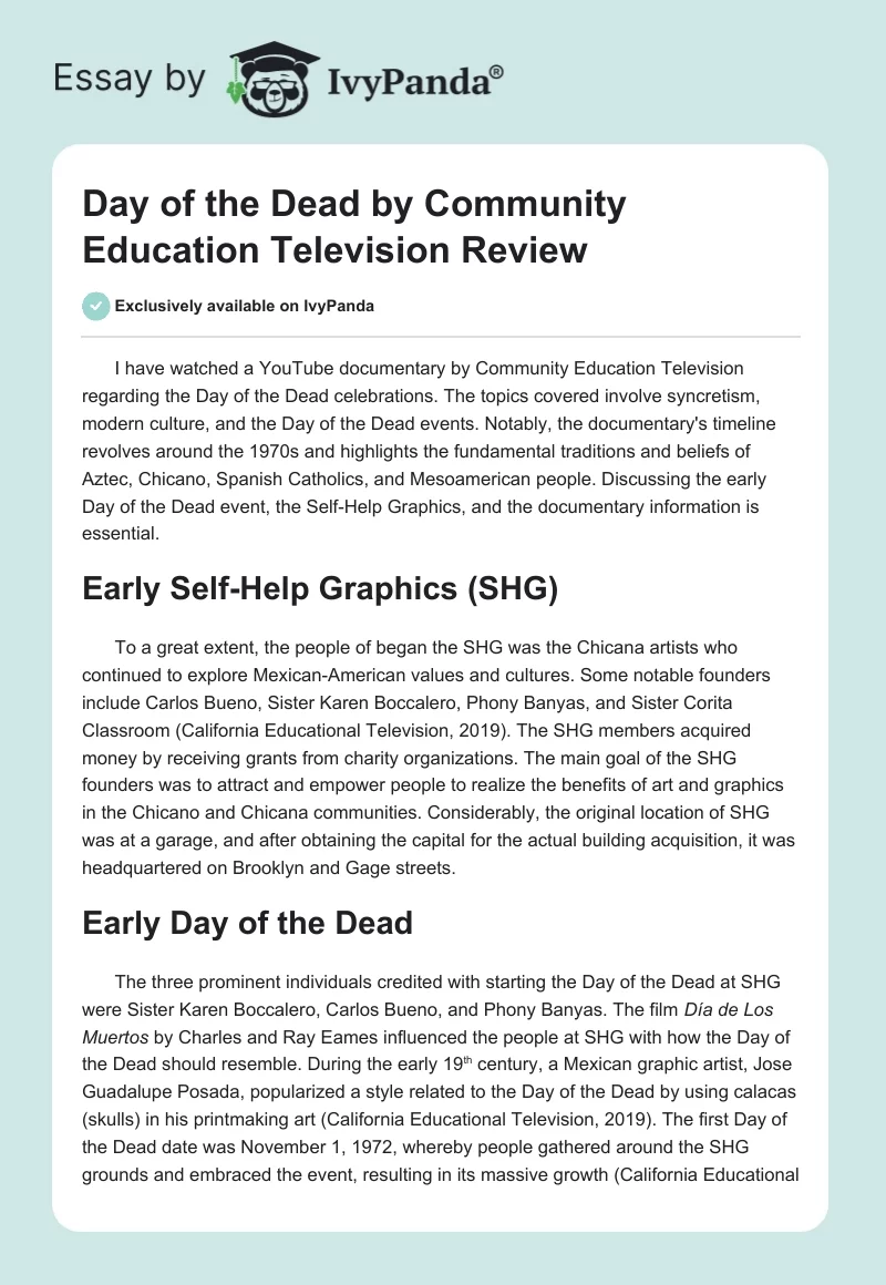 Day of the Dead by Community Education Television Review. Page 1