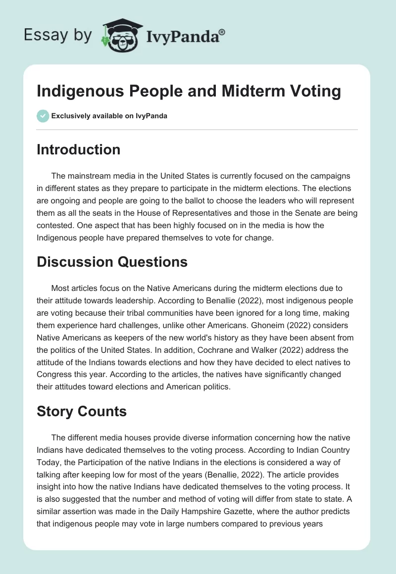 Indigenous People and Midterm Voting. Page 1
