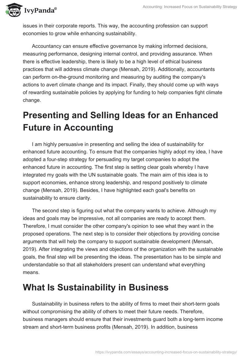 Accounting: Increased Focus on Sustainability Strategy. Page 2