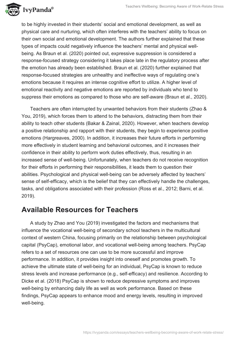 Teachers Wellbeing: Becoming Aware of Work-Relate Stress. Page 5