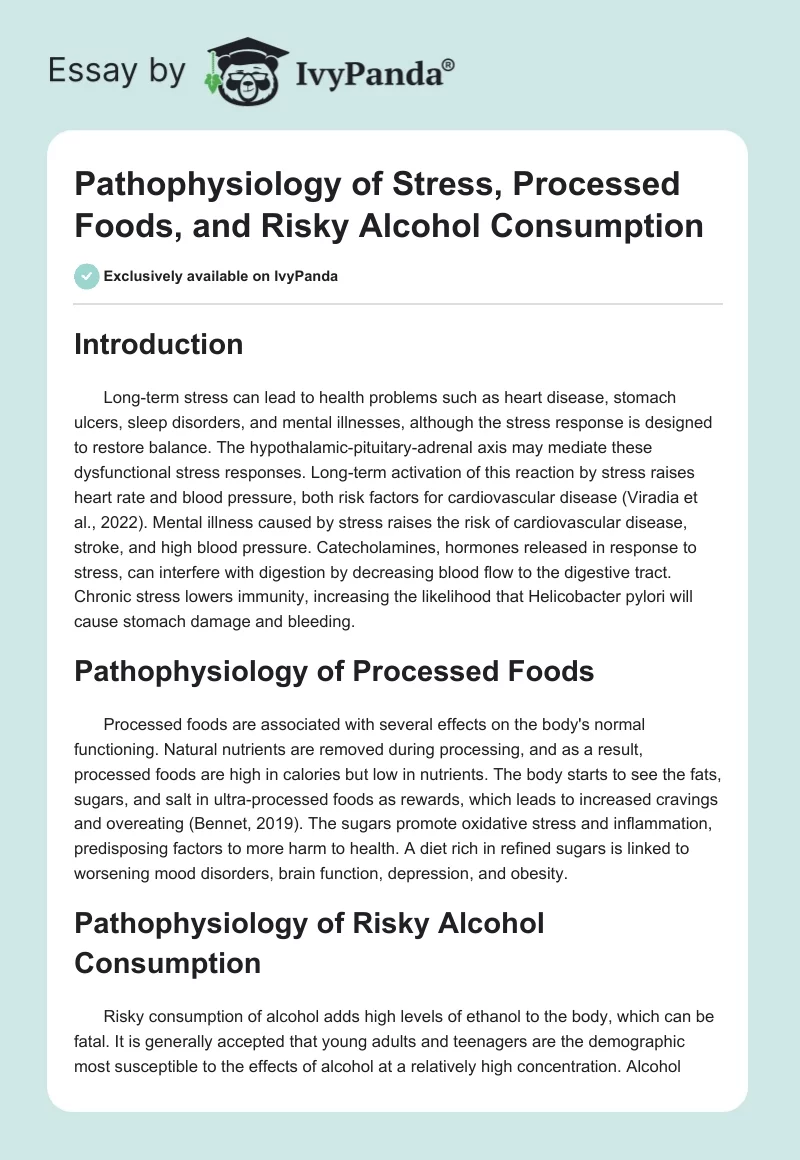 Pathophysiology of Stress, Processed Foods, and Risky Alcohol Consumption. Page 1