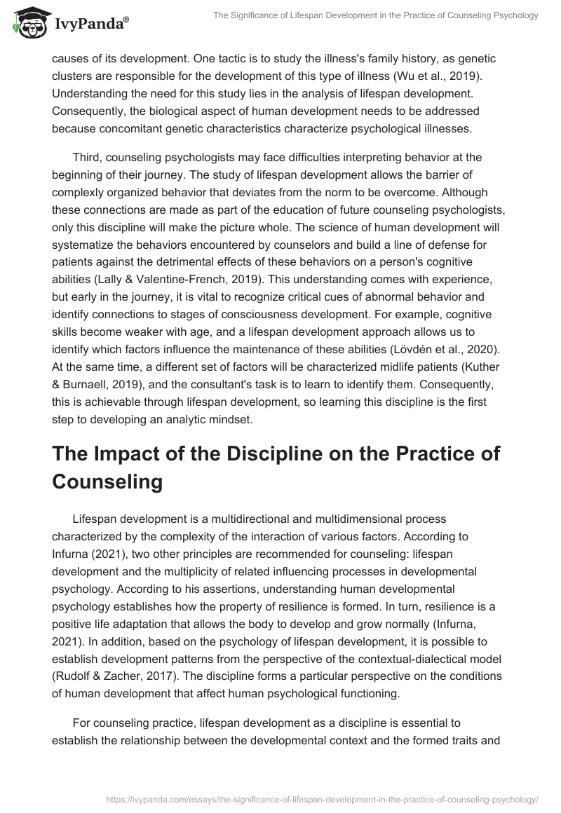 The Significance of Lifespan Development in the Practice of Counseling Psychology. Page 3