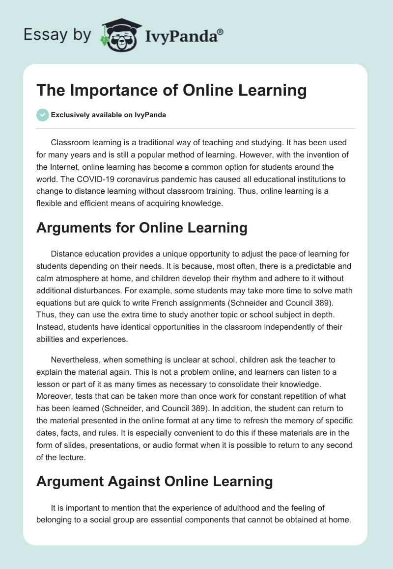 The Importance of Online Learning. Page 1
