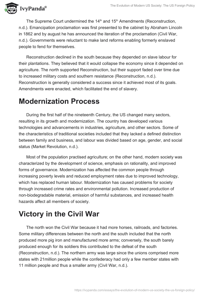 The Evolution of Modern US Society: The US Foreign Policy. Page 3